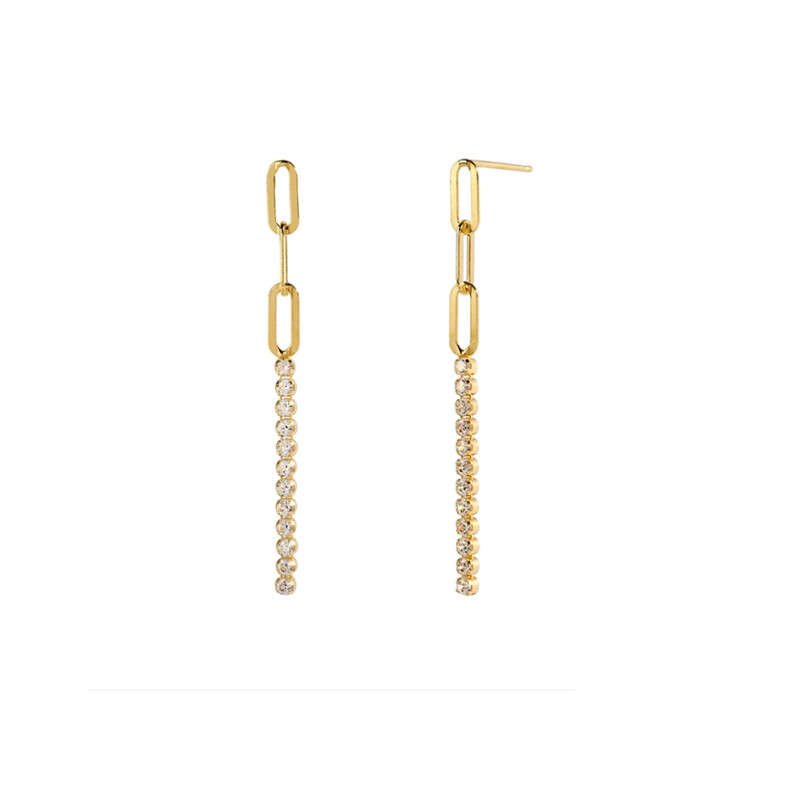 Fashionable zircon diamond chain Tassel Earrings