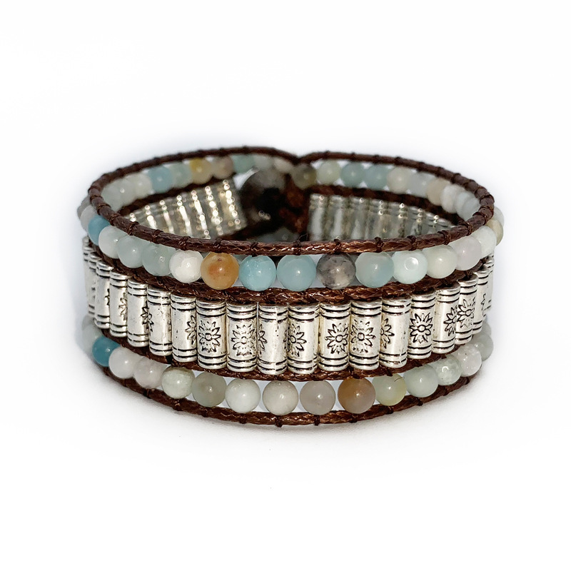 Handmade beaded alloy braided bracelet