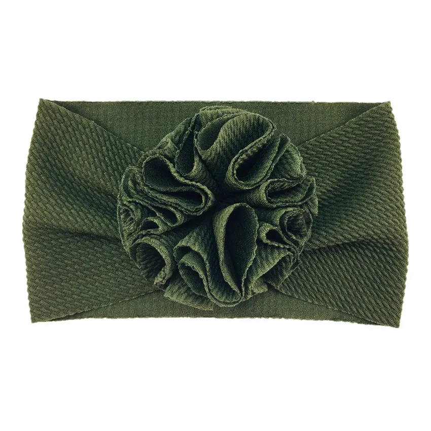 Twill bubble flower headband - Army Green