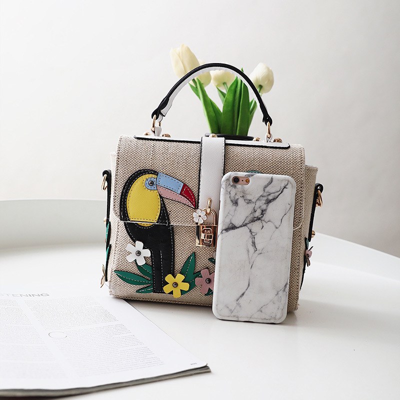 Two color Parrot Bird Decal Single Shoulder Messenger Bag