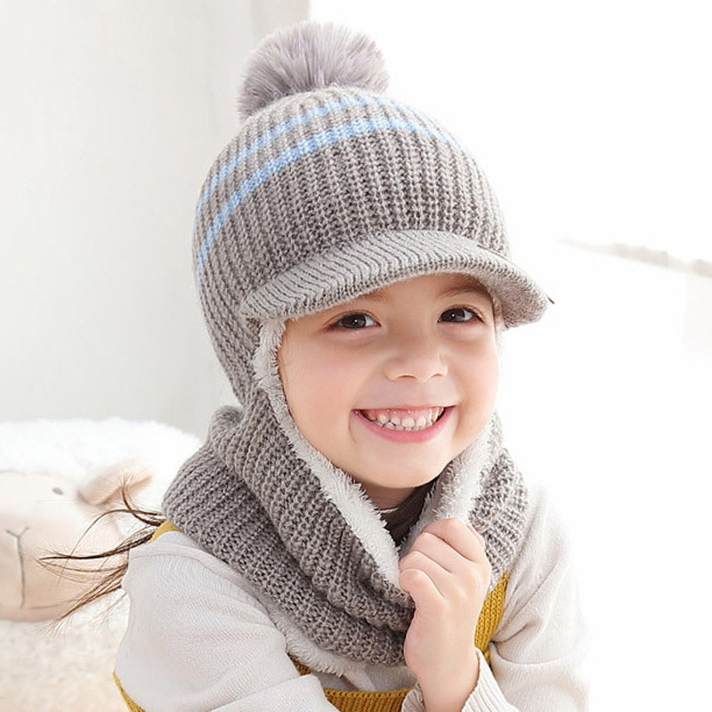 Children's neck guard one-piece woolen hat