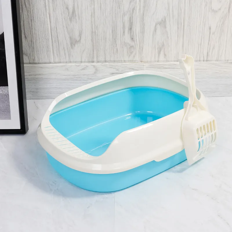 Semi-enclosed cat litter box - Sky Blue