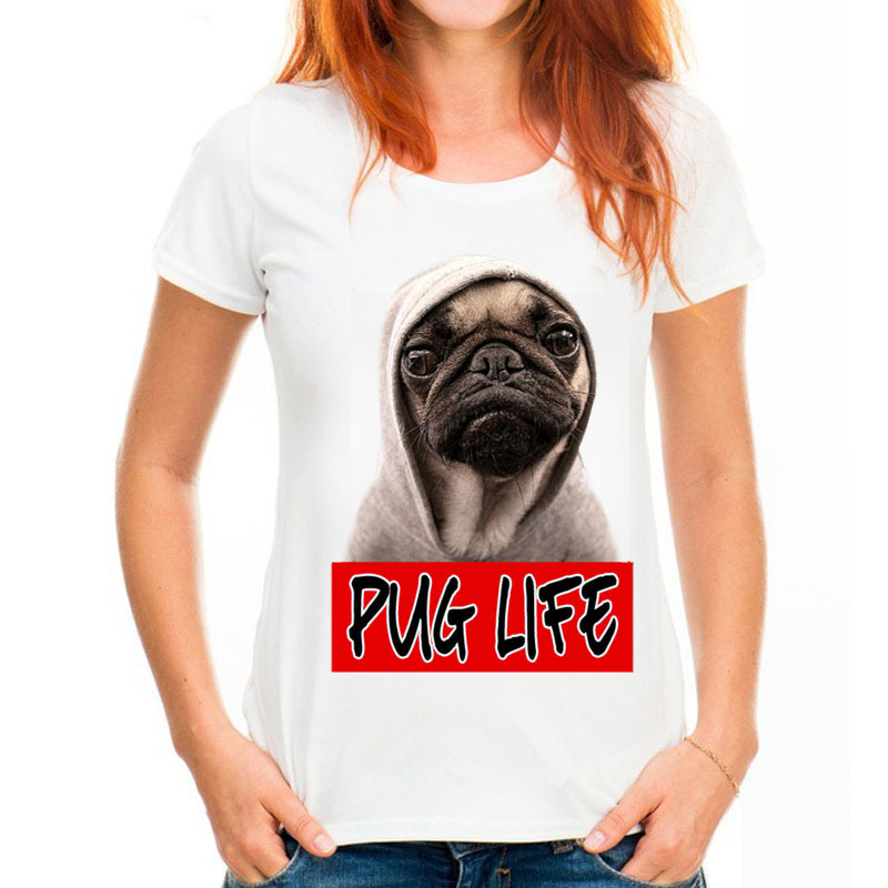 Lapdog life print woman round neck short sleeve