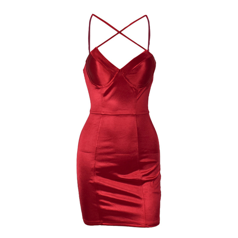 V-neck cross shoulder strap bag hip suspender skirt