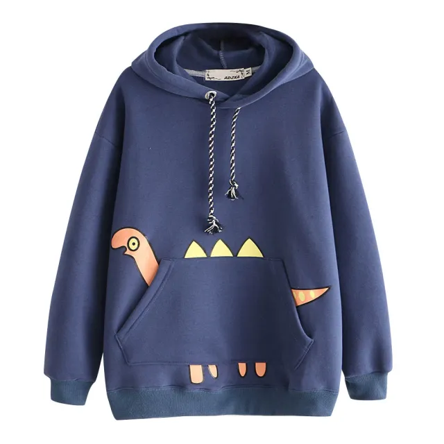 Women's hooded plus fleece sweater Blue - Shop at LoveMi