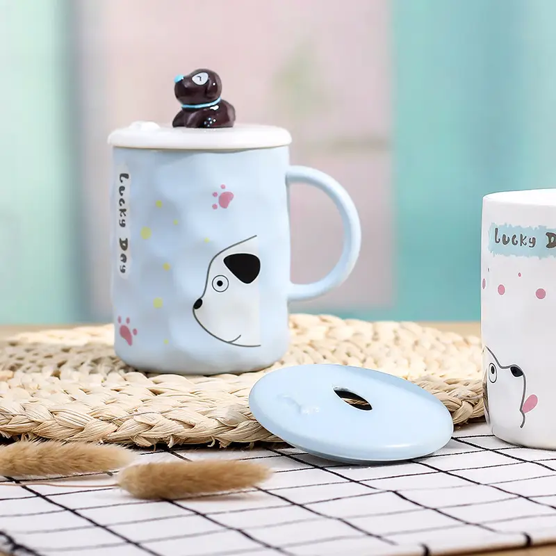 Three-dimensional relief puppy doll creative cup