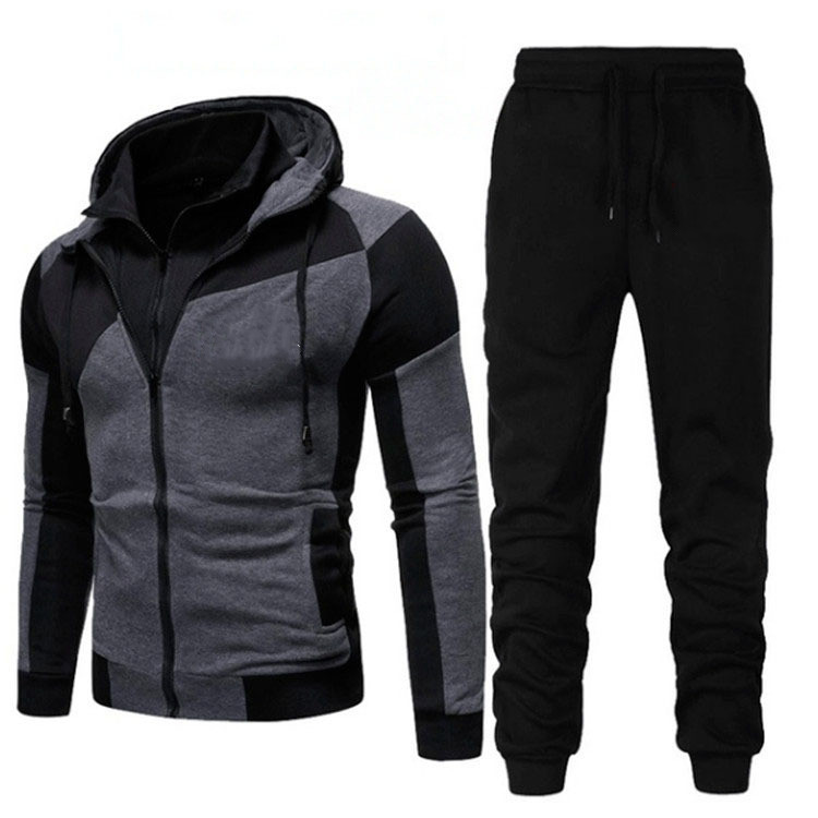 Color Block Double Layer zipper Hooded Slim Sweatshirt
