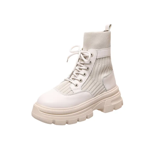 Spring And Autumn Single Boots, Thick Soled And Thick Heel Short Boots Beige - Shop at LoveMi