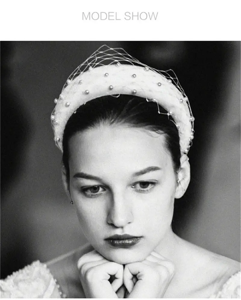 Bride Elegant Thick Flannel Style Hair Band Net Yarn