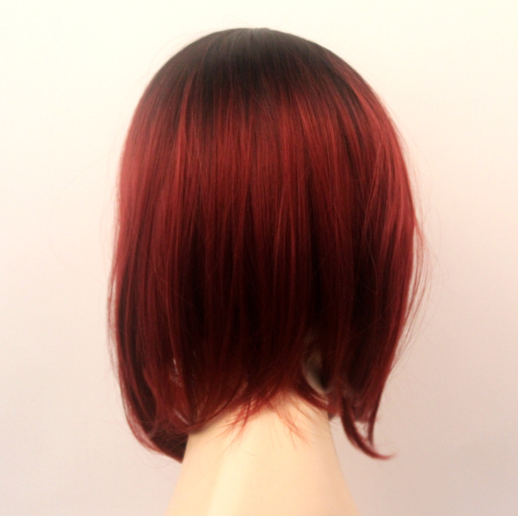 Wine red wave head chemical fiber hood — view 3