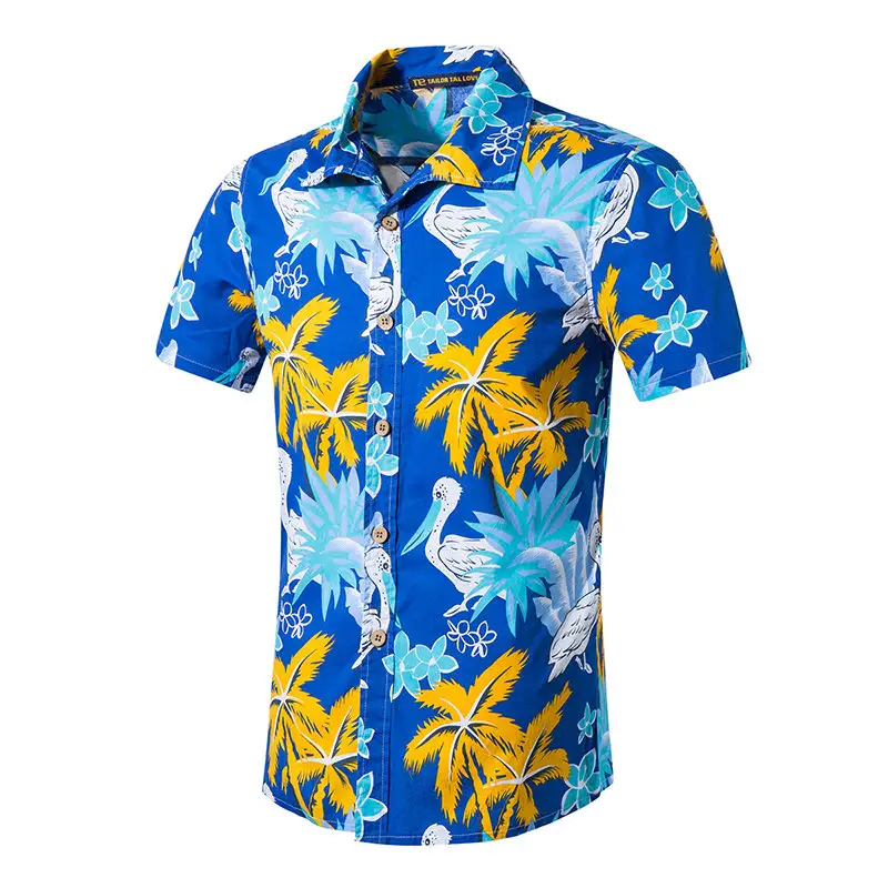 Fashionable polyester cotton printed beach shirt