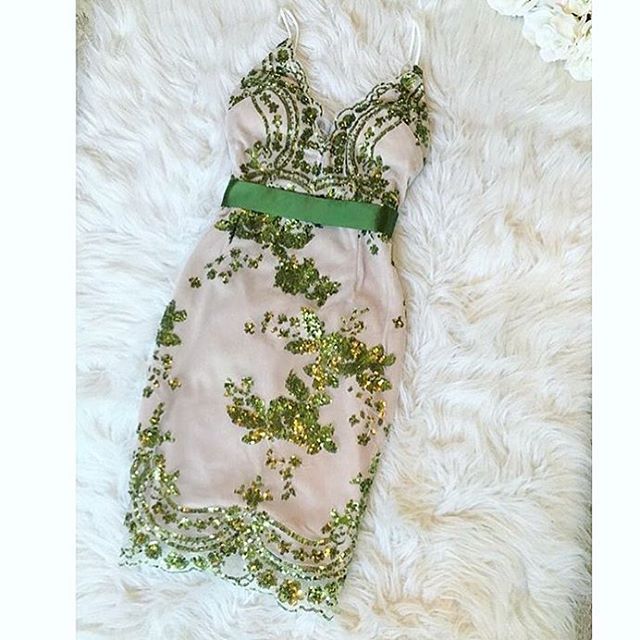 Sequined Floral Waist Brocade Strap Deep V Halter Dress