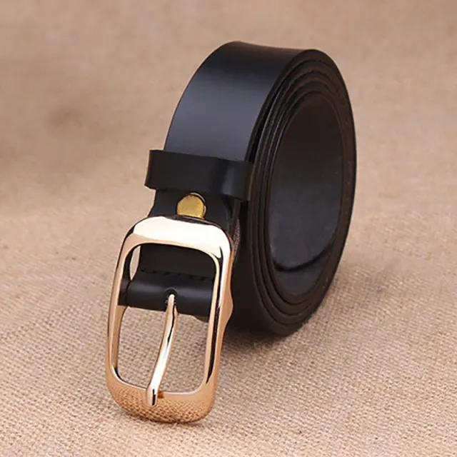 COWATHER ladies leather belt fashion style Gold Buckle Black - Shop at LoveMi
