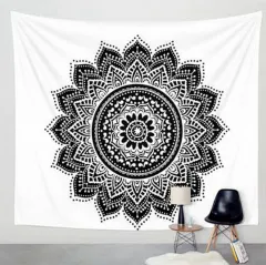 Printed home tapestry black and white with wall hanging beach towel beach blanket - 200X150Cm - View 1