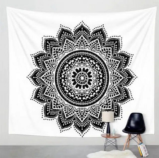 Printed home tapestry black and white with wall hanging beach towel beach blanket 200X150Cm - Shop at LoveMi