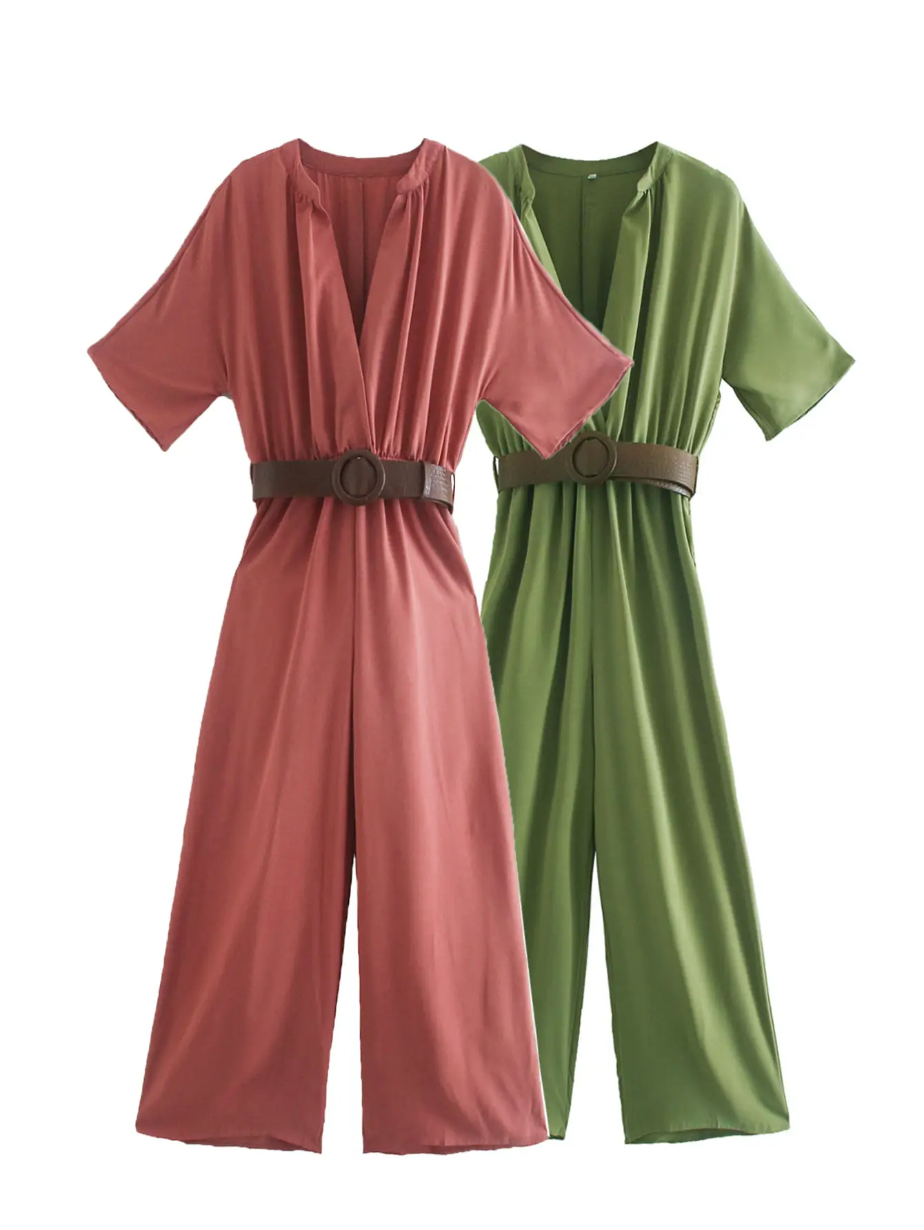 Stand-up collar belt accessory jumpsuit