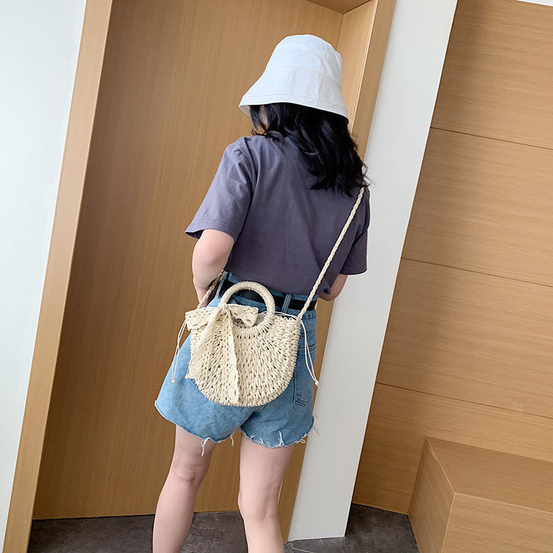 Small bag female new wild net red woven bag western style lace ribbon straw bag handbag summer