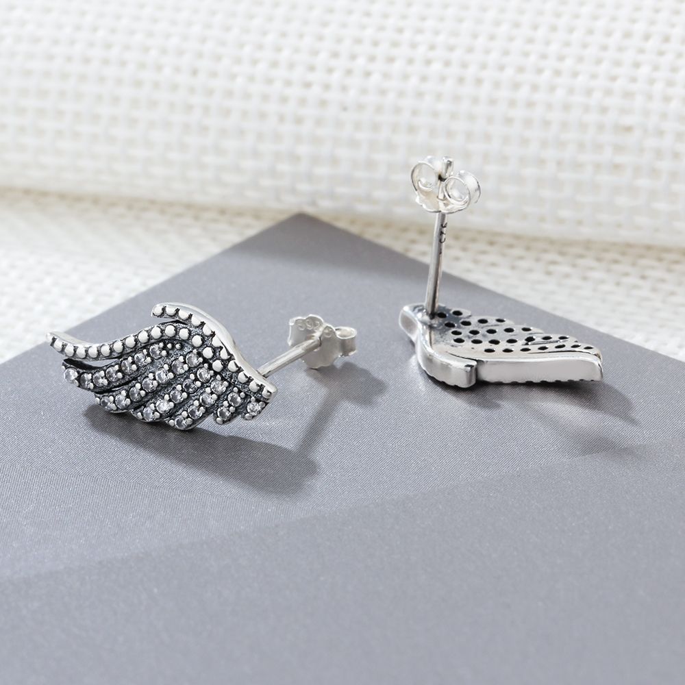 s925 sterling silver angel wings earrings