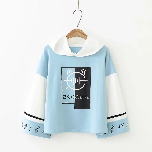 Hooded long sleeved sweater women Blue - Shop at LoveMi