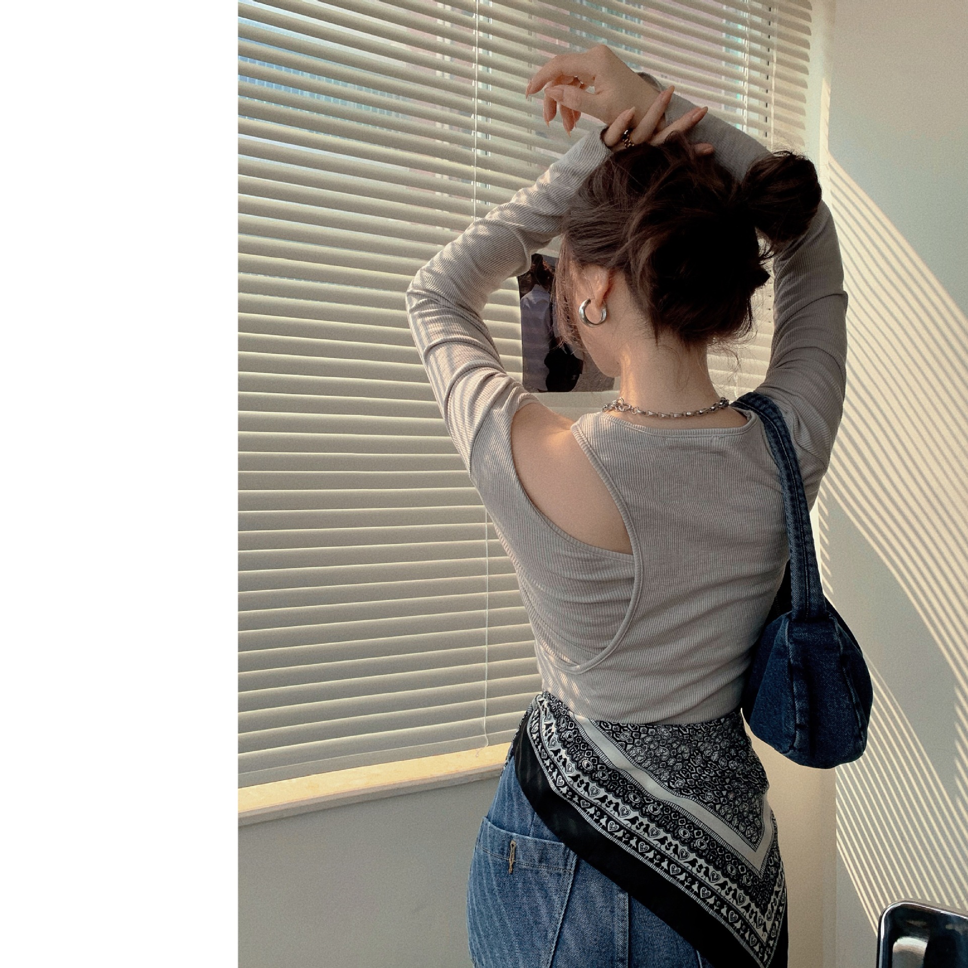 Round neck all-match casual long-sleeved top