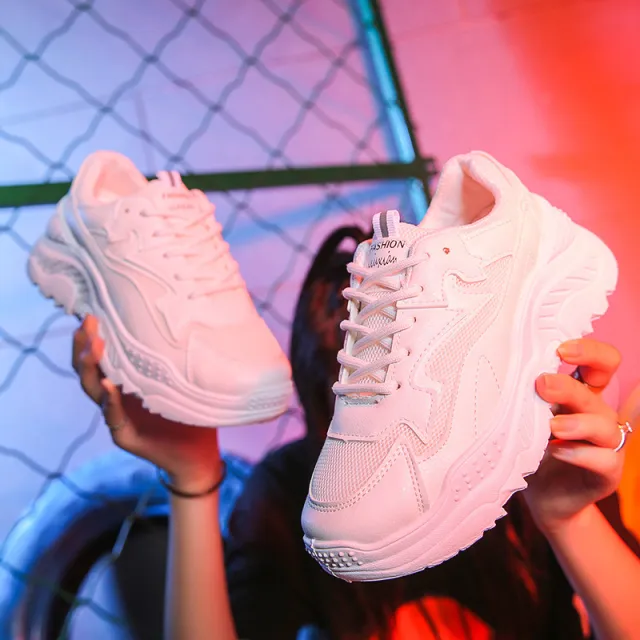Thick bottomed muffin shoes White - Shop at LoveMi