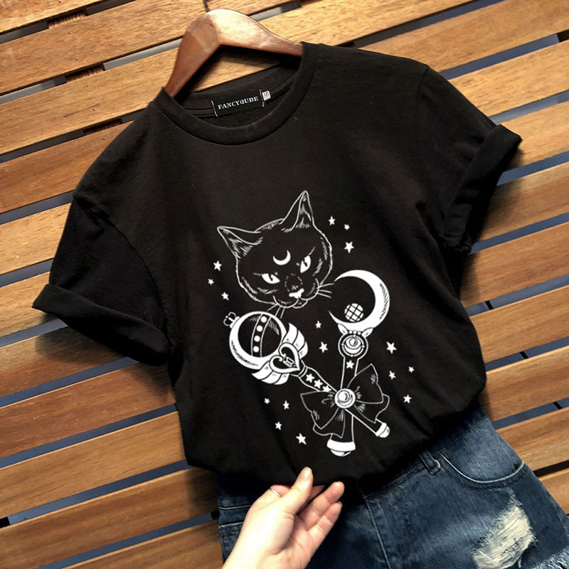 Printed short sleeve round neck T-shirt