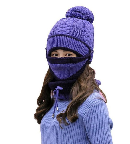 Wool Plus Velvet Warm Hat Hat Collar Headgear