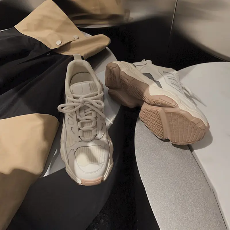 Sporty lightweight platform white shoes