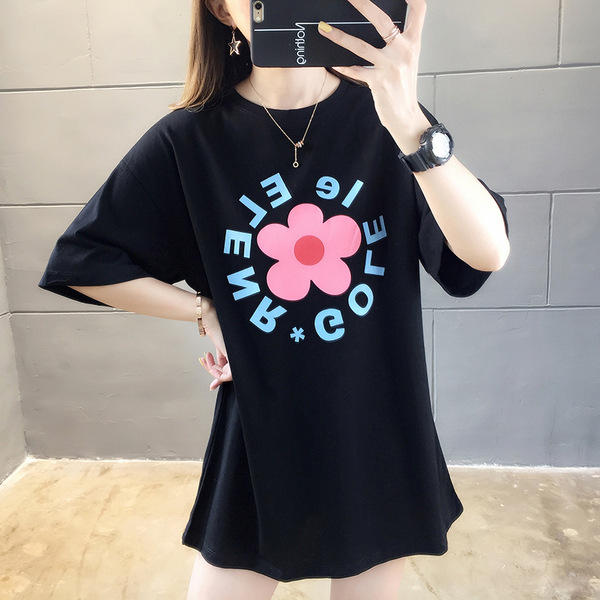 College style lazy color letter print short sleeve