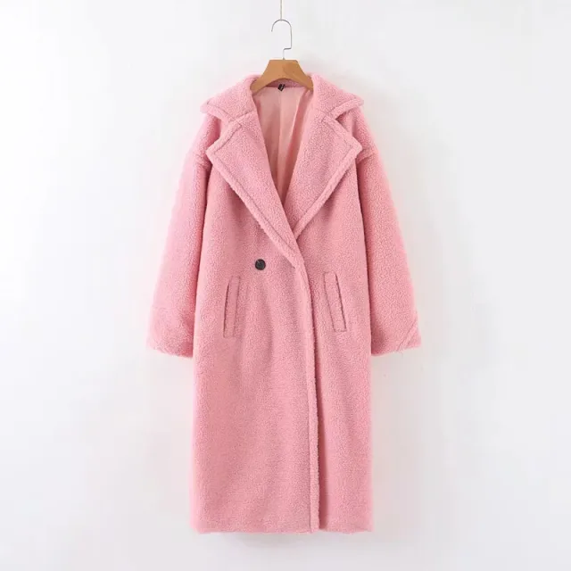 Autumn and Winter Women's New Lamb Wool Long Coat Pink - Shop at LoveMi