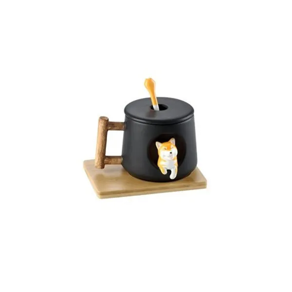 Lovers Shiba Inu Cup Corgi Ceramic Cup - Black Coaste