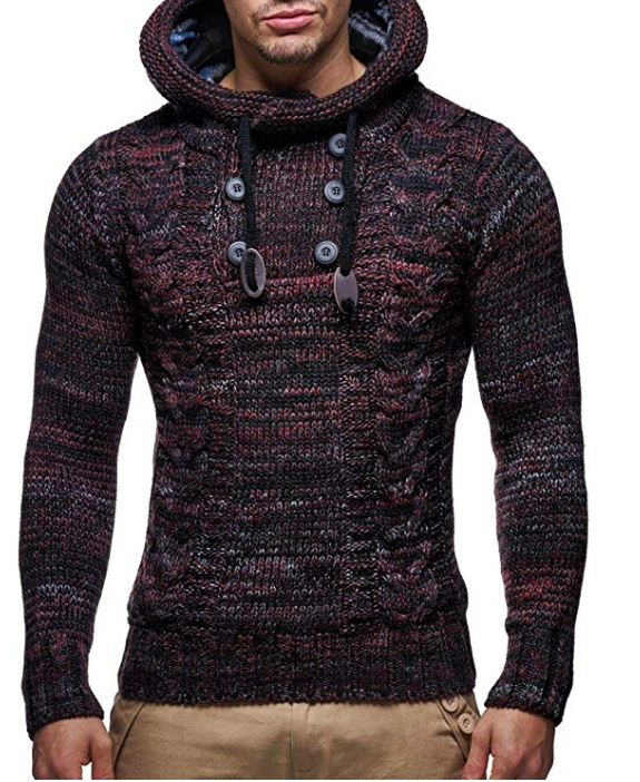 Fashion Stand-up Collar Drawstring Hooded Sweater