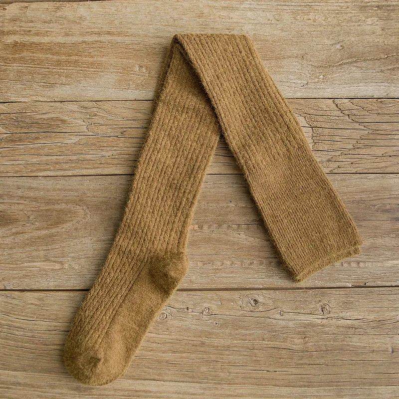 Wool plus velvet over the knee socks - Turmeric