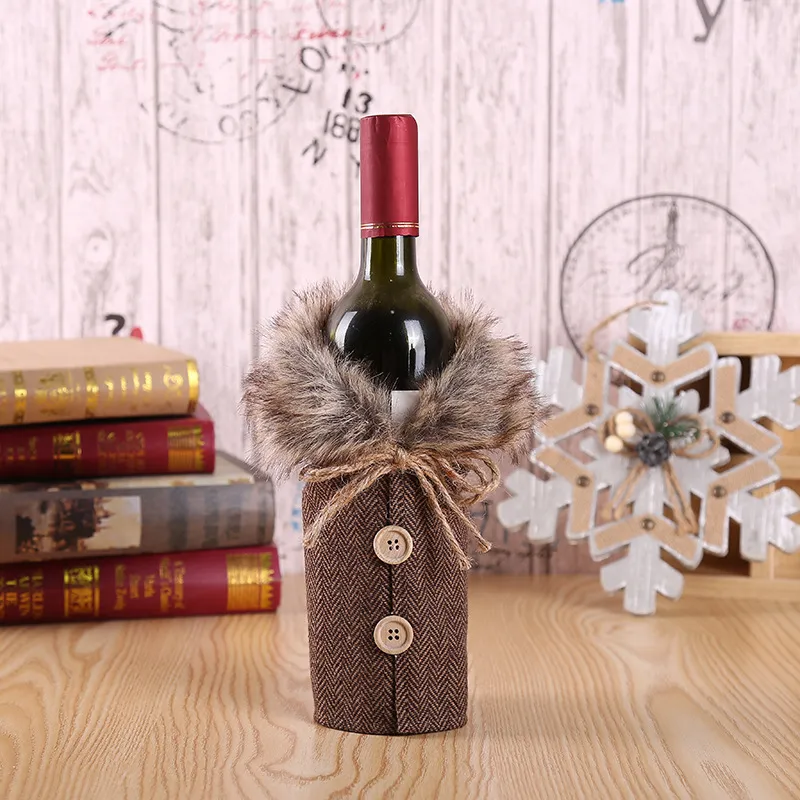 Christmas Decorations, Santa Claus, Red Wine, Red Wine, Champagne, Wine Bottle and Bar Dining Room Decoration - Grey Linen