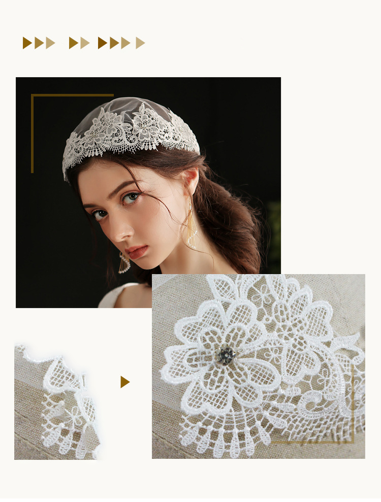Lace Edging Flower Hat Bridal Veil Exquisite Sweet Wedding Dress Accessories