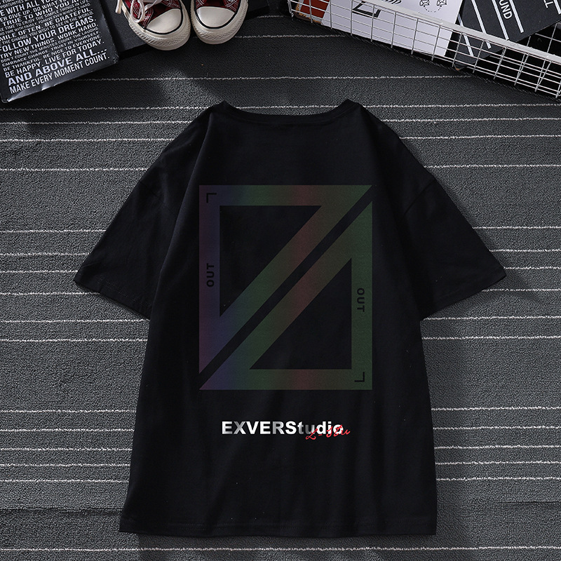 Laser colorful reflective short-sleeved T-shirt