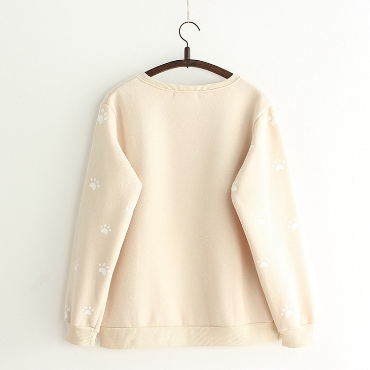 Embroidered cat tie pullover sweater