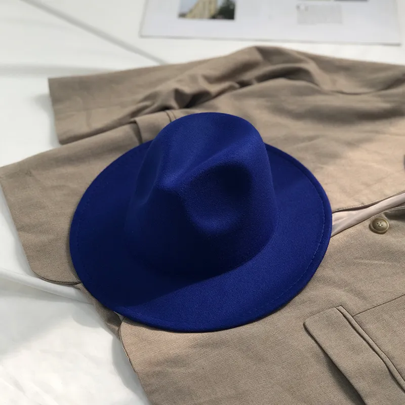 Autumn and winter black jazz hat - Blue