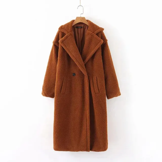 Autumn and Winter Women's New Lamb Wool Long Coat Brown - Shop at LoveMi