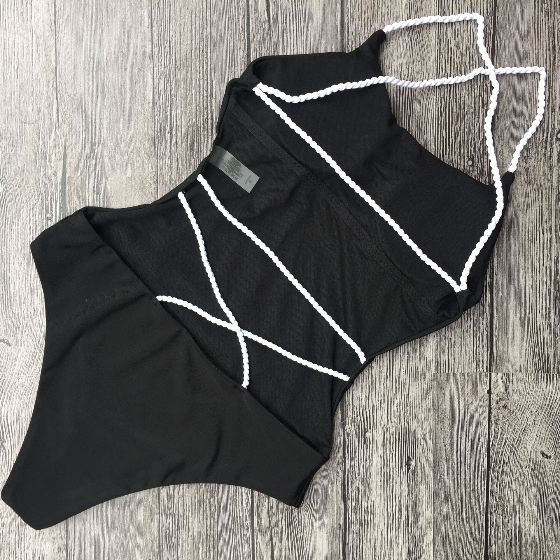 Braided solid color big backless sexy one-piece swimsuit swimsuit - Image 17