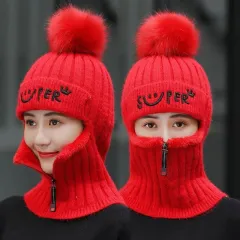 The hat covers the face and neck - Red - View 1