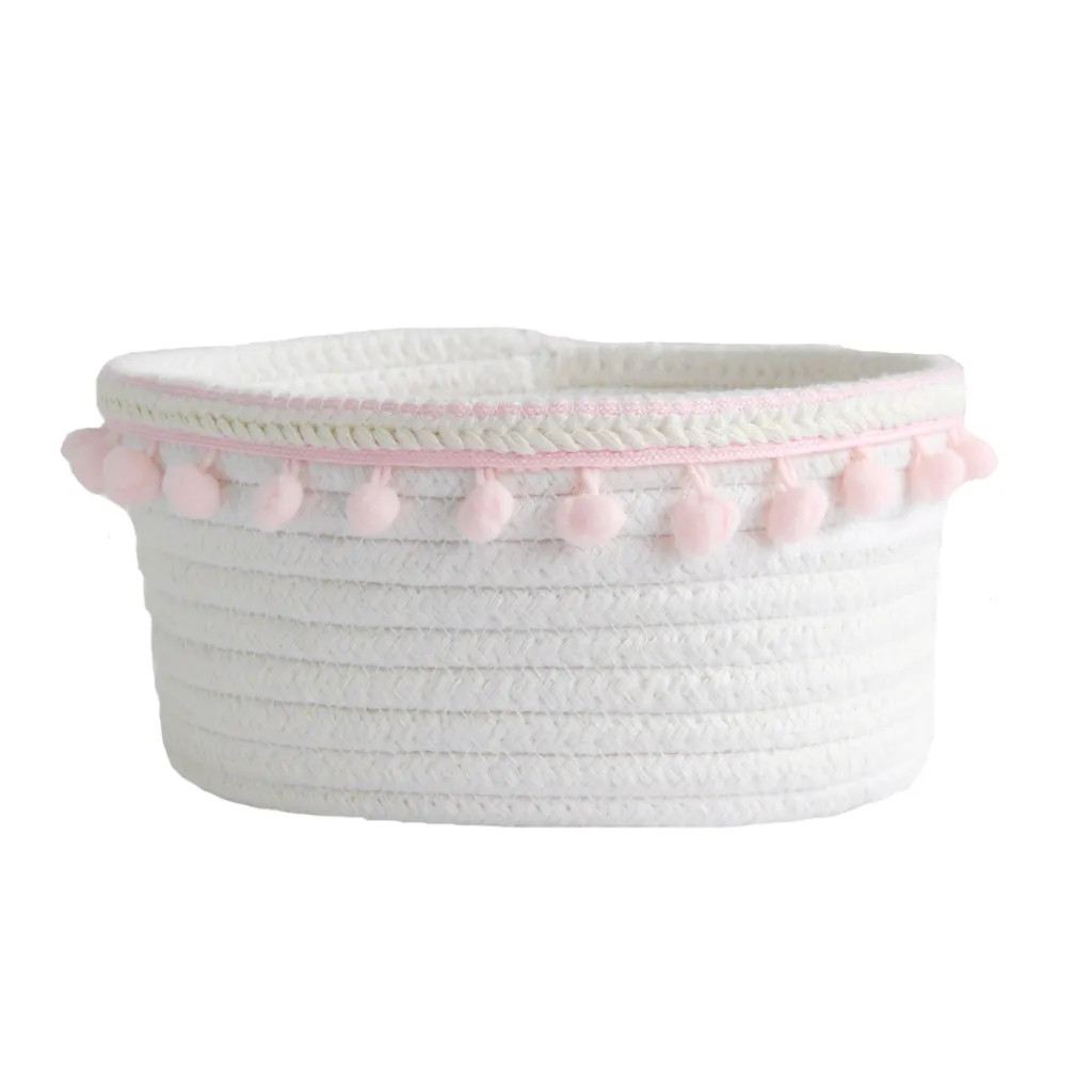 Nordic simple cotton rope storage basket - Pink