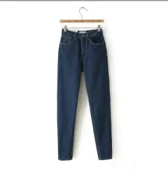 Washed high-rise jeans - Blue - View 1