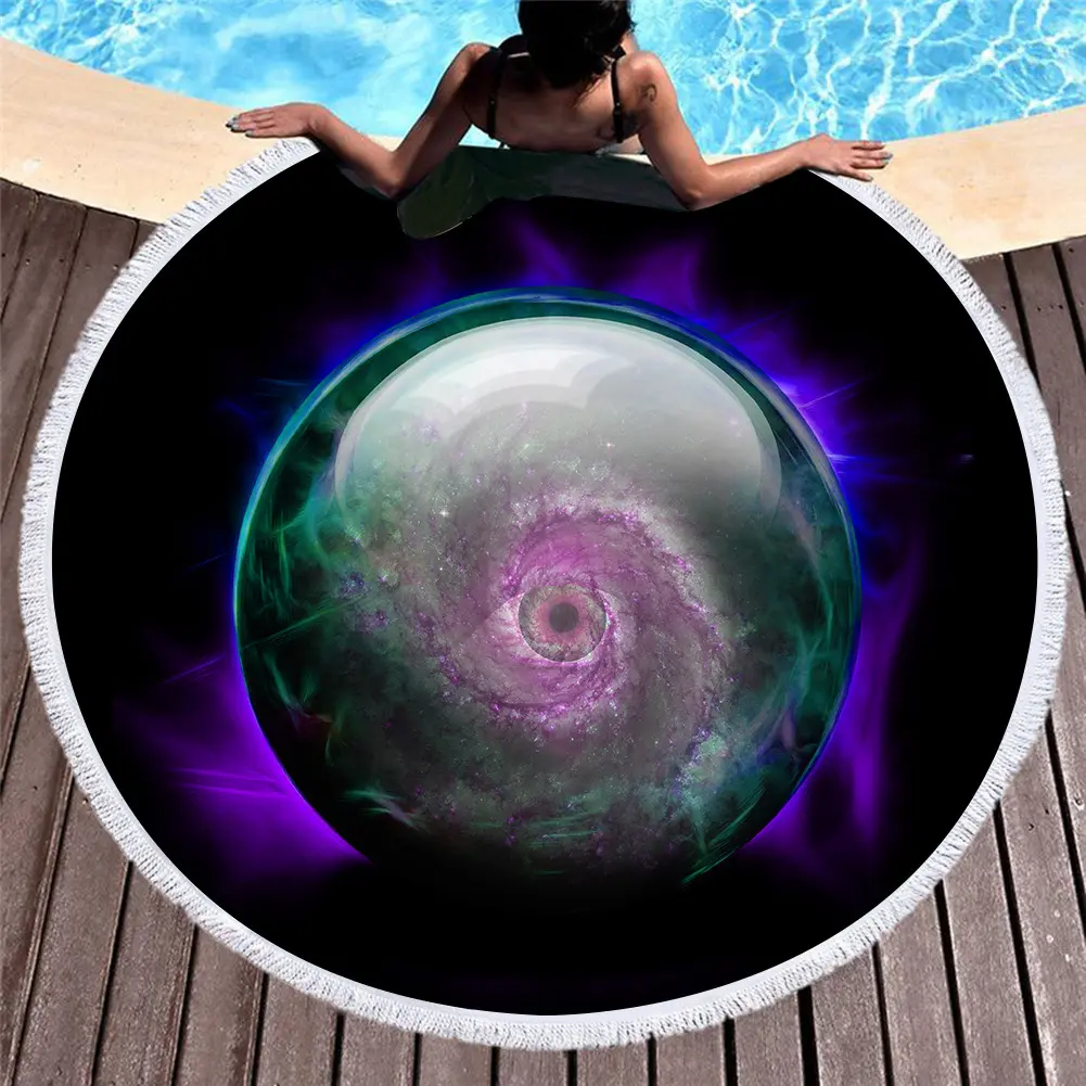 Retro round printed beach towel