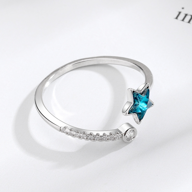 Azure Galaxy Pentagram Ring Hipster Simple