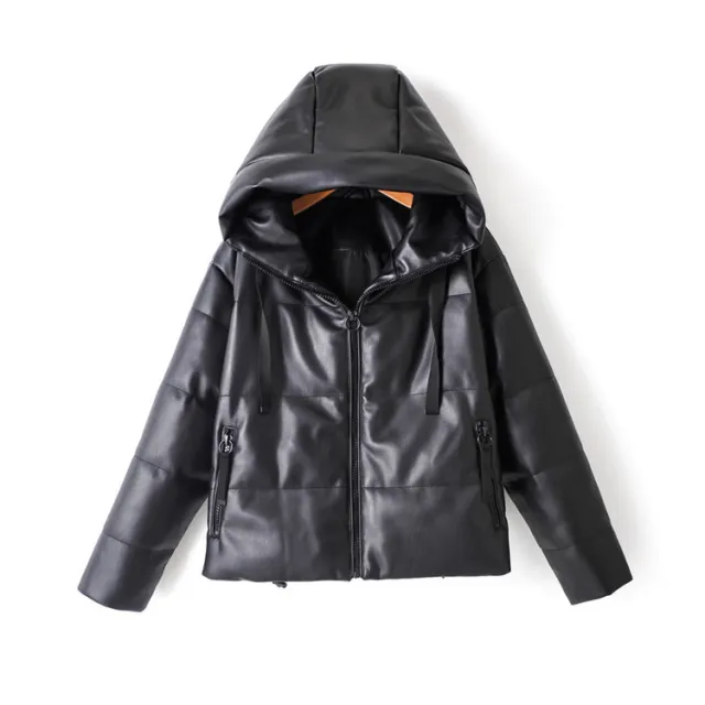 Women's solid color hooded cotton coat Black - Shop at LoveMi