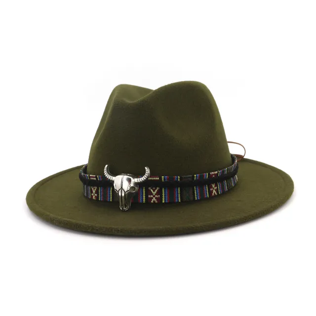 Woolen jazz top hat for ladies Armygreen - Shop at LoveMi