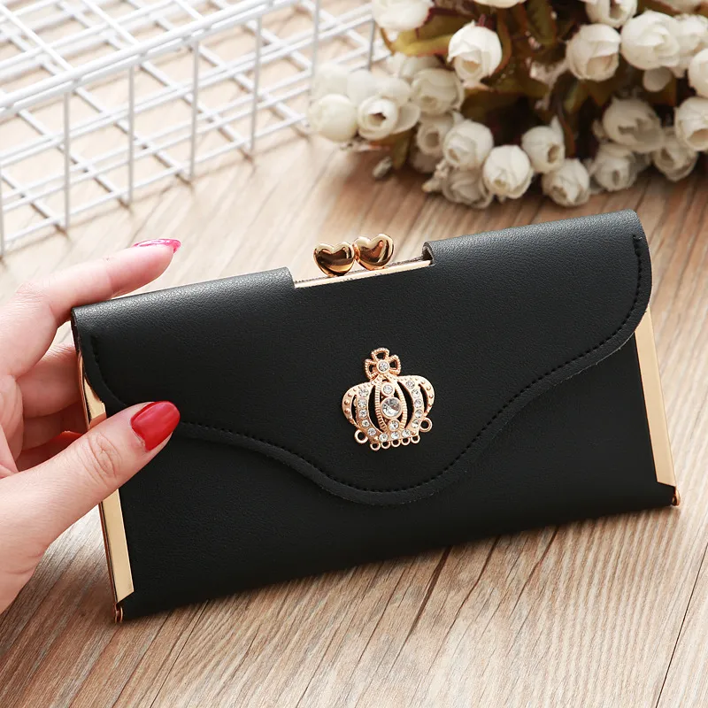 Purse with diamond - encrusted buckle - Black