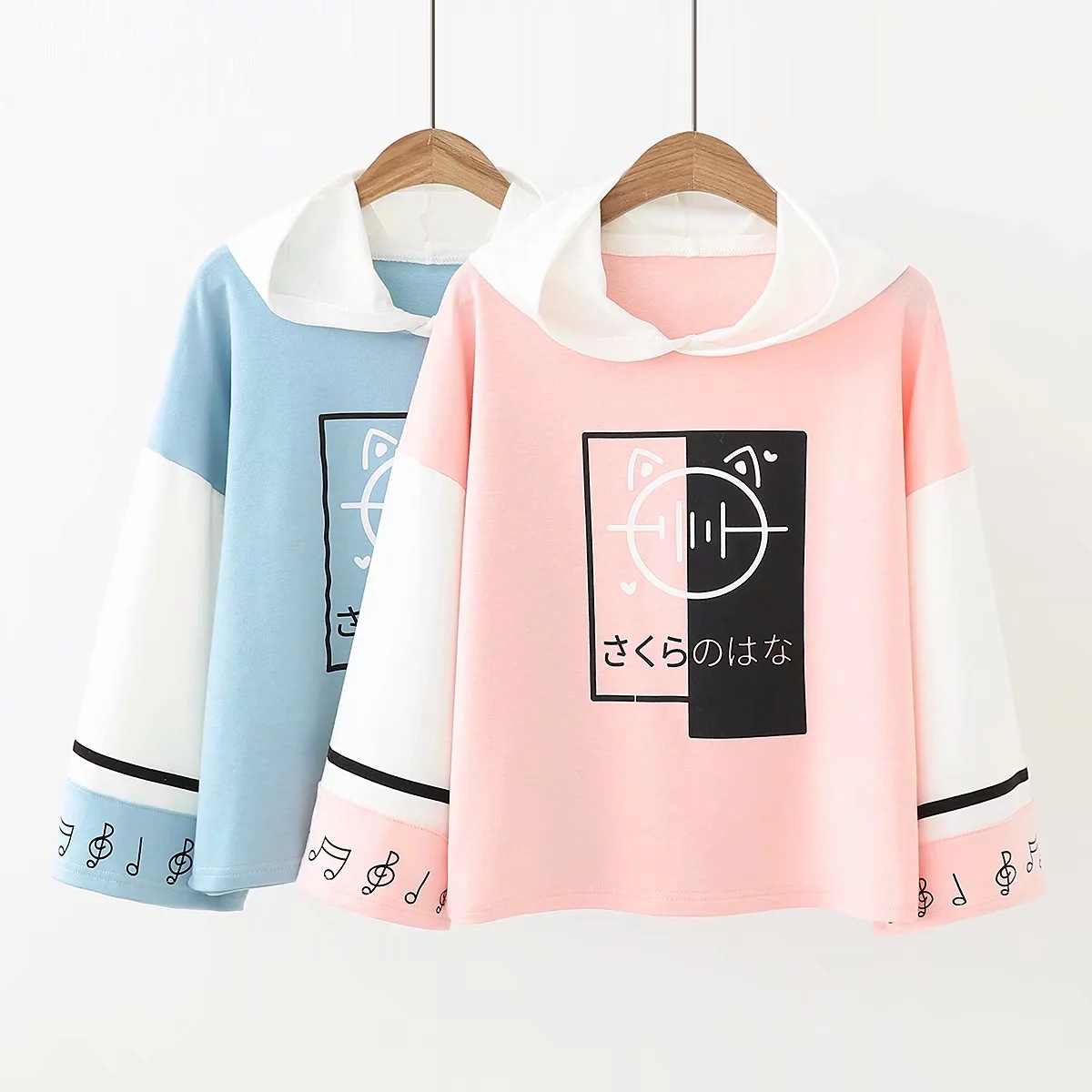 Hooded long-sleeved sweater women