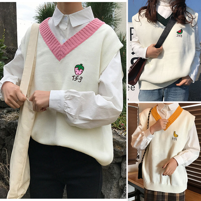 Fruit Japanese embroidery sweater vest
